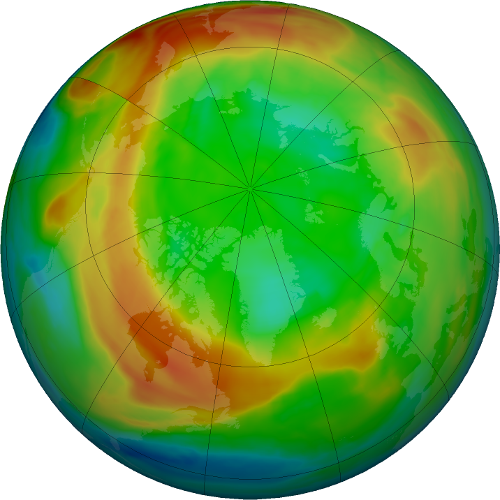Arctic ozone map for 13 February 2022